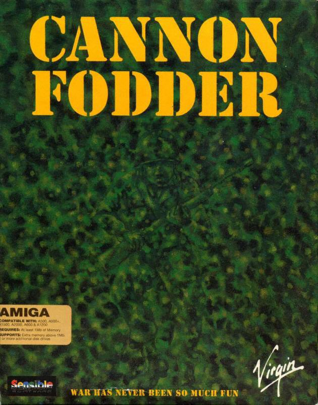 Cannon Fodder box art for Amiga